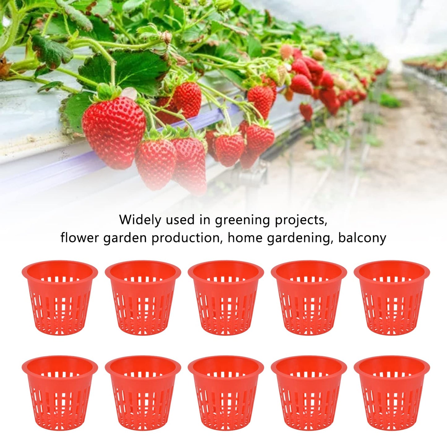 Hydroponic Baskets, 10PCS Plastic Hydroponic Cups, 3 3 in Red Soilless Root Fixer Containers Cups, Round Mesh Pot Net Basket for Garden Balcony Flowers Planting Cultivation
