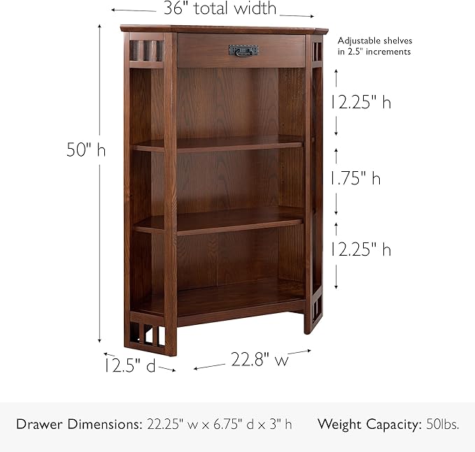 Leick Home 82263 Mission Mantel Height Corner Bookcase