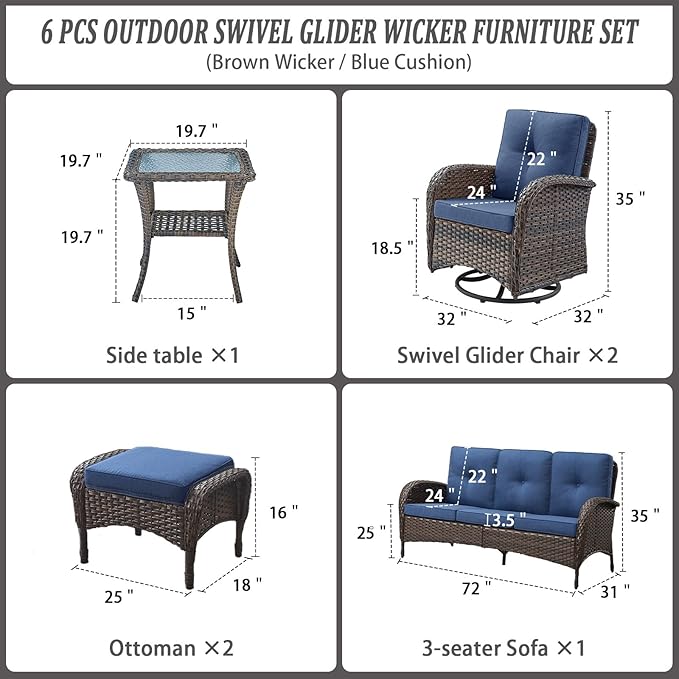 Belord 6 Piece Patio Conversation Sets