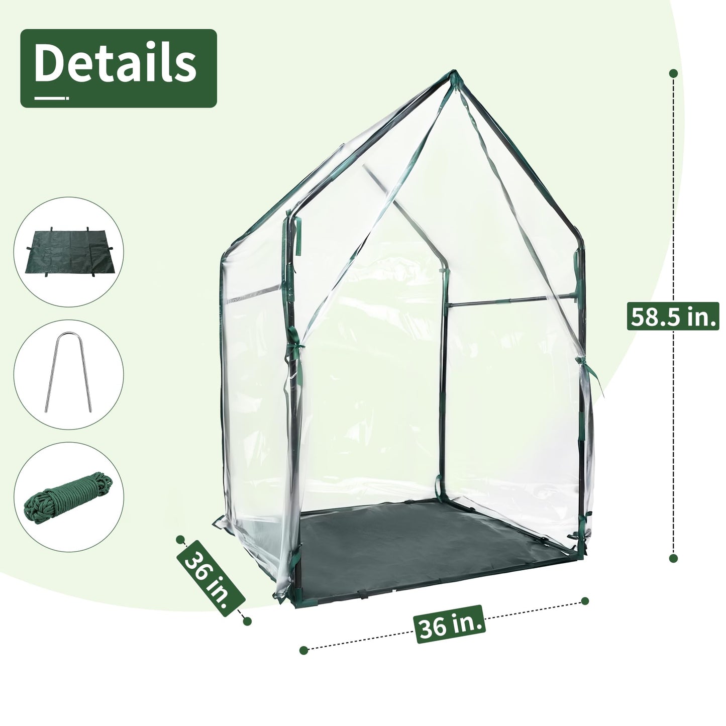 PROWORX Mini Greenhouse 36"x36"x58.5" Plant Cover Tent Seed Starting Waterproof Floor Mat Small Plant Tent for Use on Patio Balcony Porch & Indoors/Outdoors