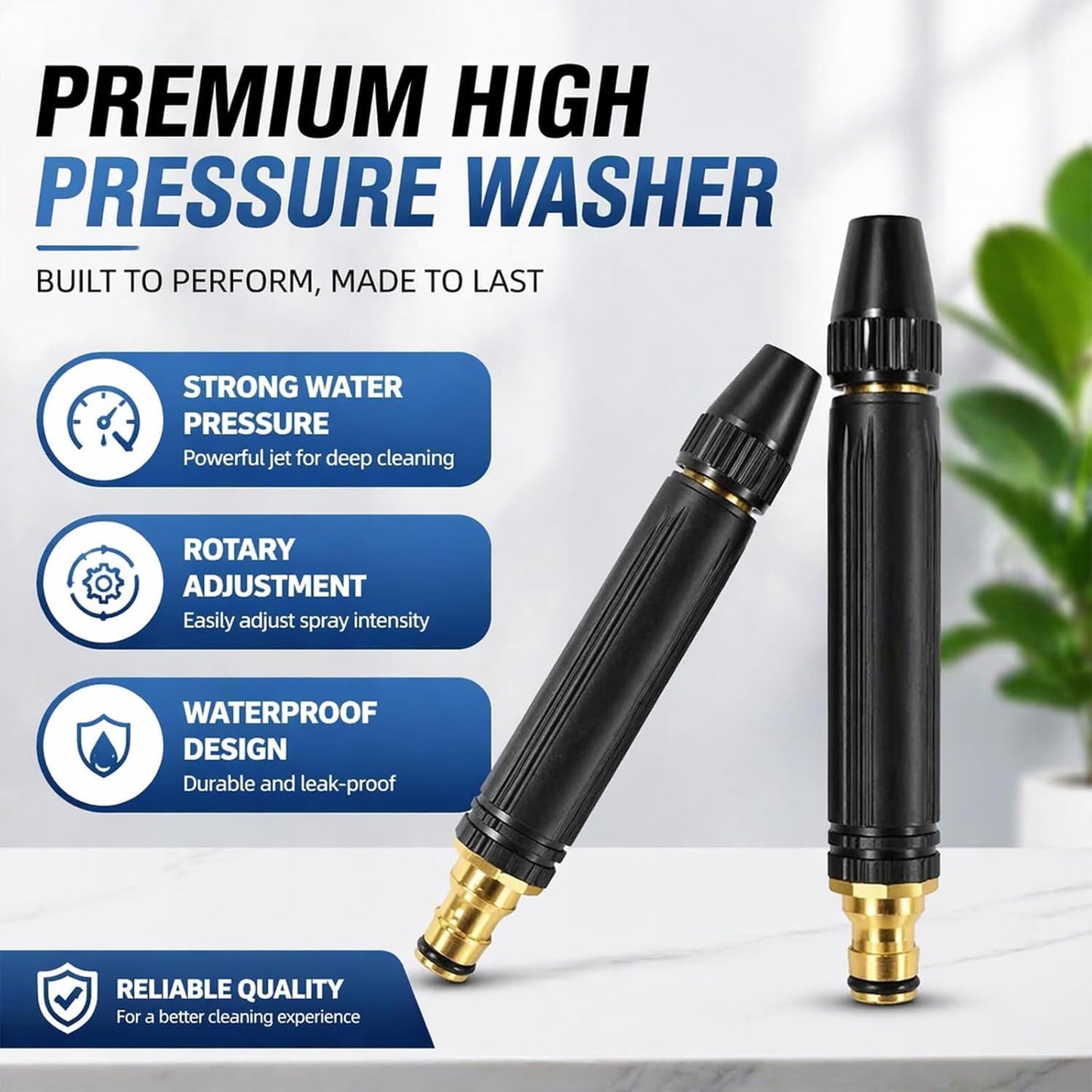 Home High-Pressure Car Wash Water Gun with Booster Nozzle, Home High-Pressure Car Wash Water Gun with Booster Nozzle and Hose, for Watering Plants and Vegetables, and Car Washing (2PCS)