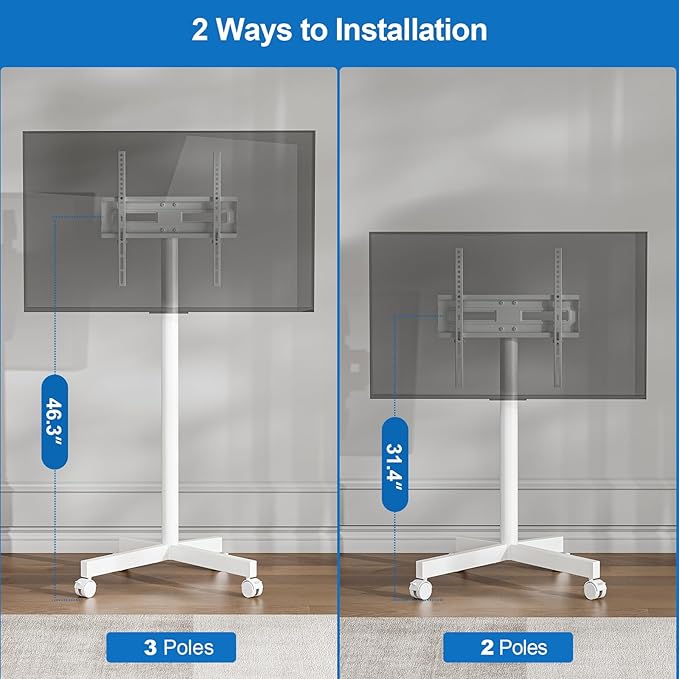 Mobile TV Cart Rolling TV Stand