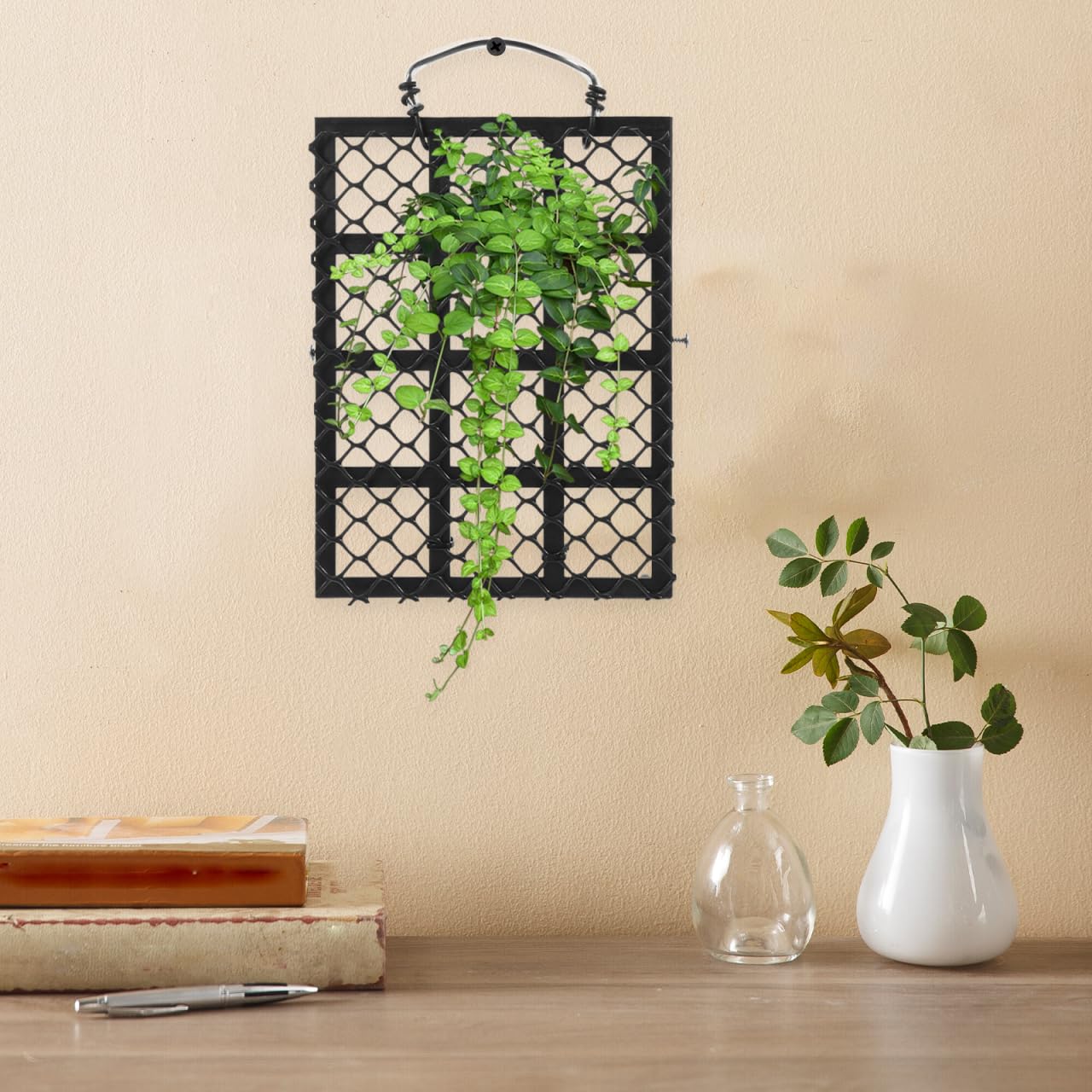 VANZACK Wall Mounted Planting Board for Indoor and Outdoor Plants Rustic Hanging Fern Planter Vertical Wall Planter Home Garden Decor 10.43X8.26X0.62In