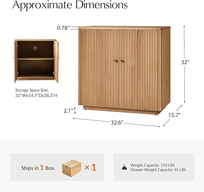 HULALA HOME Solid Wood Sideboard Buffet Cabinet