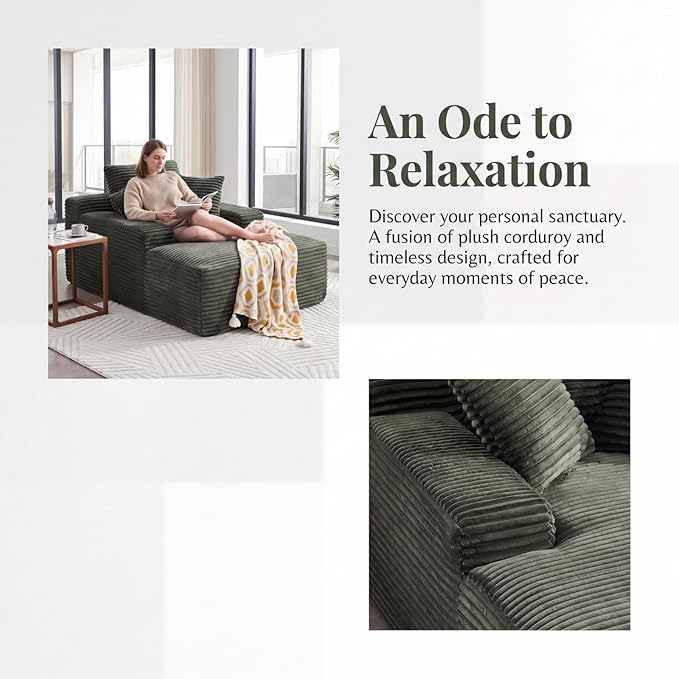 Oversized Boneless Chaise Sofa Bed, Corduroy Chaise Lounge Chair Indoor