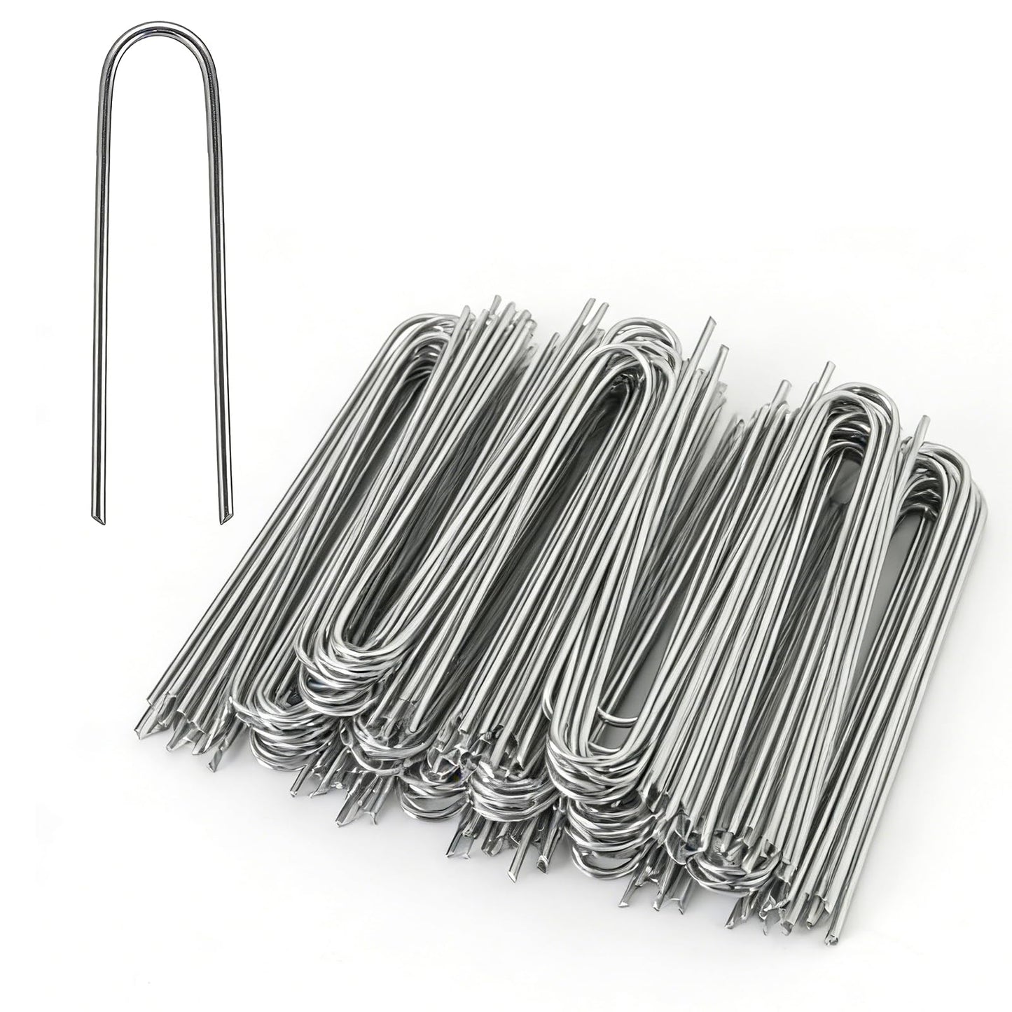 MySit 80 Pack 4 Inch Garden Stakes, Galvanized Drip Irrigation Stakes U Shaped Landscape Staples Ground Stakes for 1/8" to 1/2" Soaker Hose,Irrigation Tubing, Garden Hose, Weed Barrier