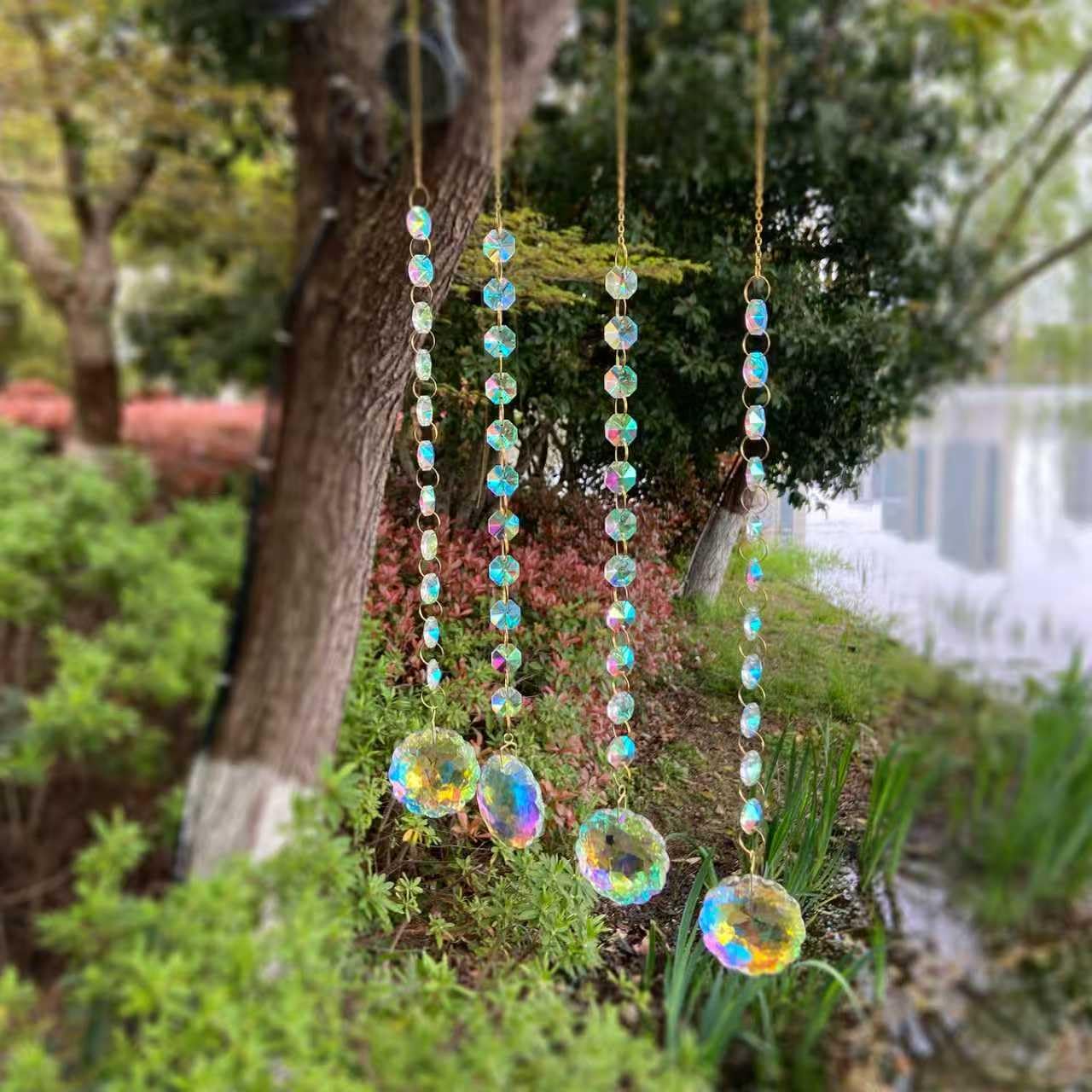 4Pcs Sun Catcher Crystals for Window Hanging, 18.1Inch Prism Suncatcher Rainbow Maker Crystals for Home Garden Decor Lamp Chandelier Lamp Prisms Wedding Party Xmas Gift