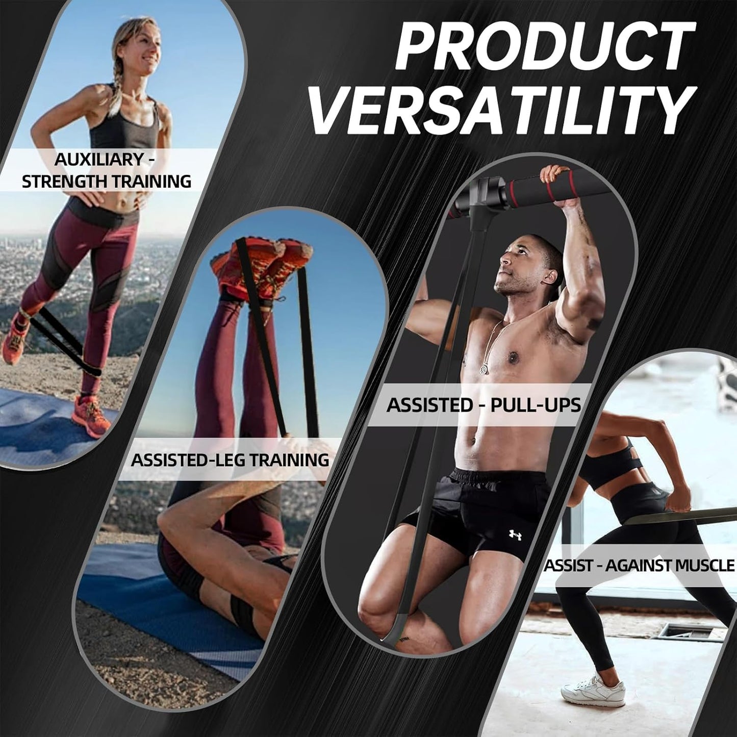 Resistance Bands,Long Exercise Bands for Men & Women Home Gym - Premium Training Bands Perfect for Pull Ups, Stretching and Full-Body Workouts