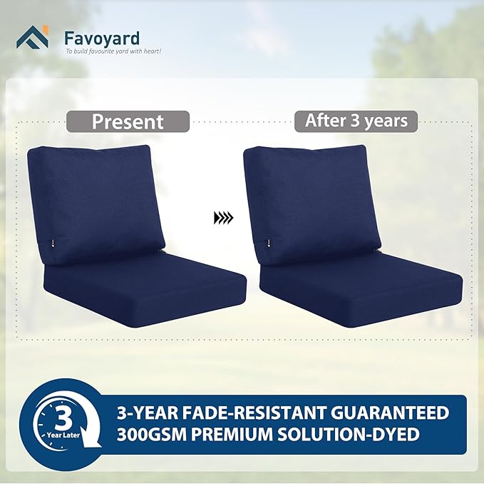 Favoyard Deep Seat Patio Cushions 22 × 22 inch Rainproof & Fadeness Furniture