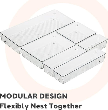 Oggi Clear Drawer Organizer | 3" X 12" | Pack of 2 | For Kitchen Drawers