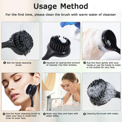 4 Colors Facial Cleansing Brush, Beomeen Face Scrubber Exfoliating Brush Face Wash Scrub Exfoliator for Skin Care, Makeup Removal (Blue, Pink, Purple, Clear)