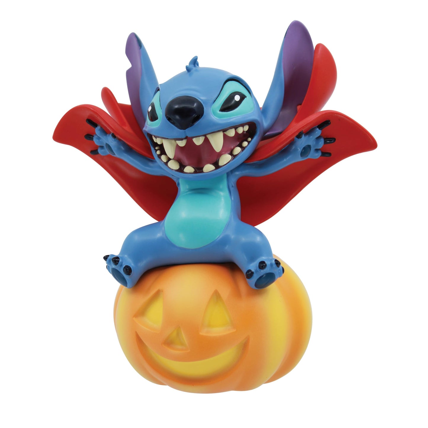 Enesco Disney Showcase Lilo and Stitch Wearing Vampire Costume on Pumpkin Figurine, 5.5 Inch, Multicolor