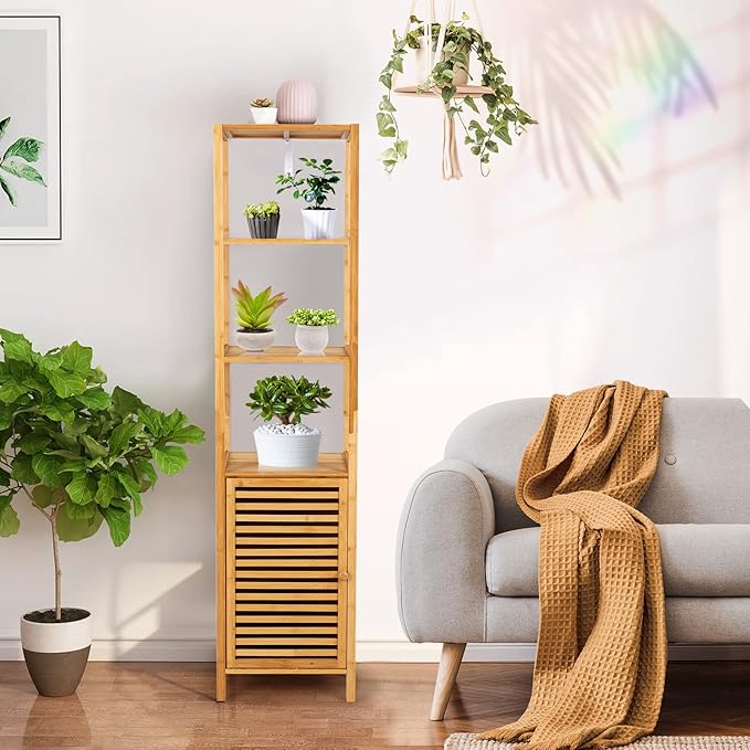 Tangkula Bathroom Cabinet, 65 Inch Tall Slim Bathroom Storage Cabinet