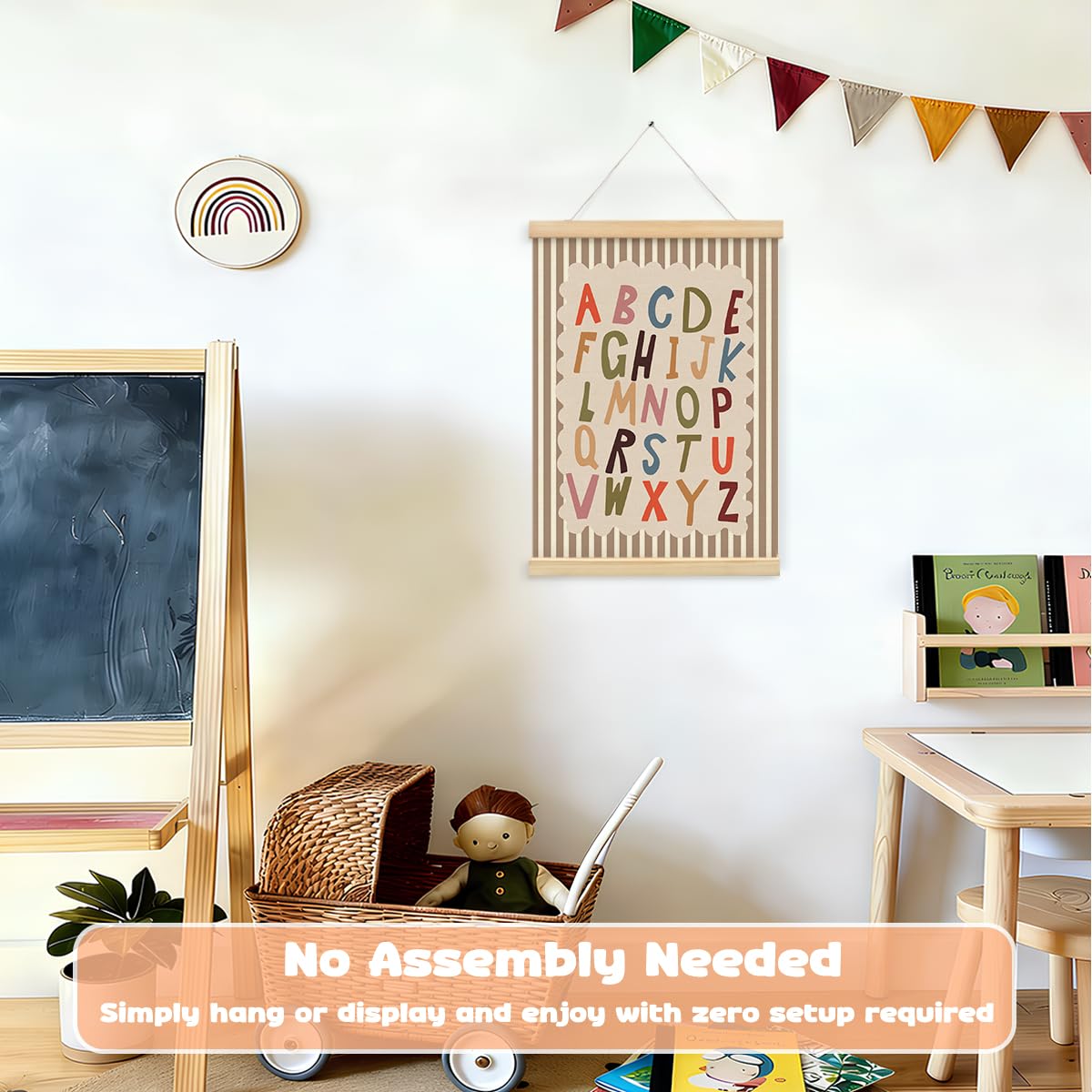 STHTTSW Educational Charts & Posters Hanger Frame - Homeschool Supplies，ABCs Kids Learning Educational Gift for Toddler Ages 2 3 4 5，Alphabet Poster For Toddlers，ABC Number Chart 12x16 Inch
