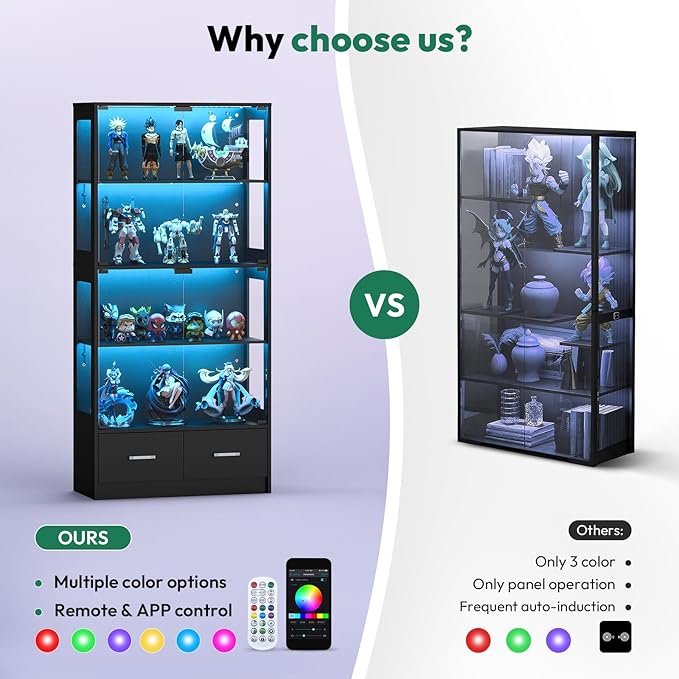 Lamtor 67-inch Glass Display Cabinet – Curio Cabinet