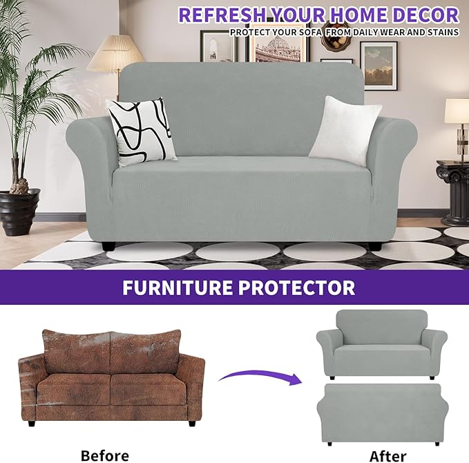 ZNSAYOTX Super Stretch Loveseat Covers, New Striped Love Seat Slipcover