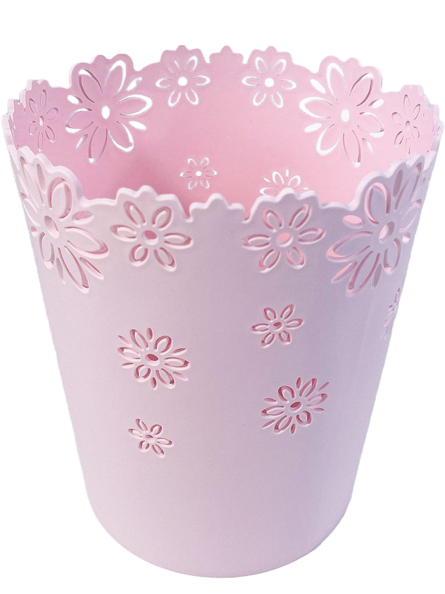 AORNTAE Wastebasket, Hollow Flower Shape Plastic Lidless Wastepaper Baskets Trash Can (Pink, Mini)