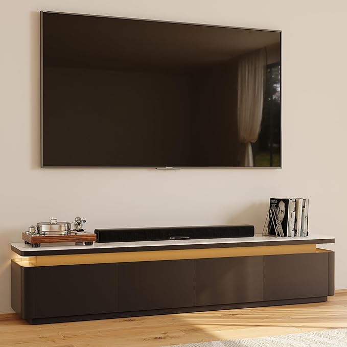 POVISON Fully Assembled 79" Mid-Century Modern TV Stand