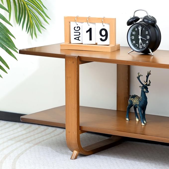 HollyHOME Bamboo TV Stand with Storage