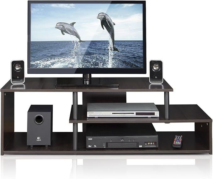 Furinno Econ Low Rise TV Stand, Espresso/Black