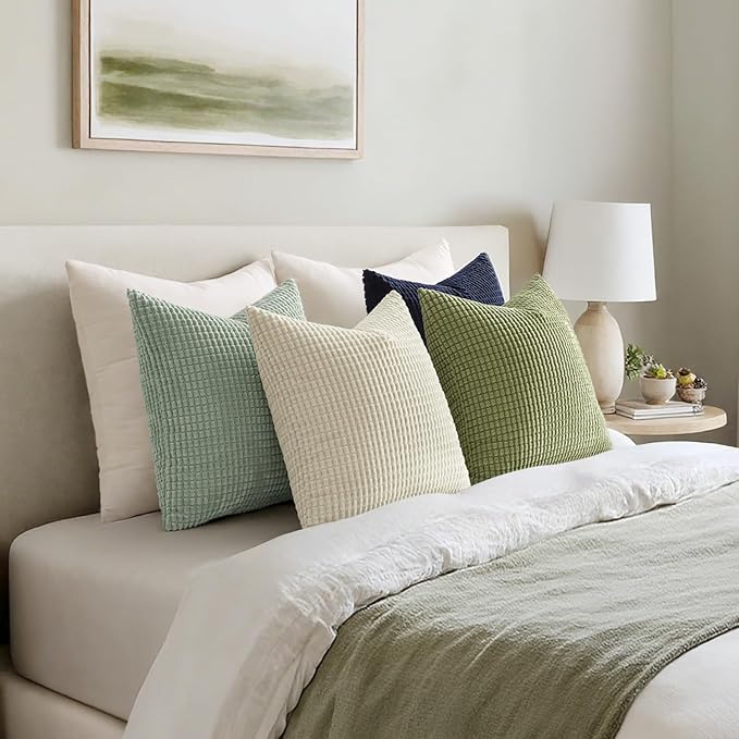 MIULEE Modern Farmhouse Decorative Spring Pillow Covers 20x20 Inch Set of 4