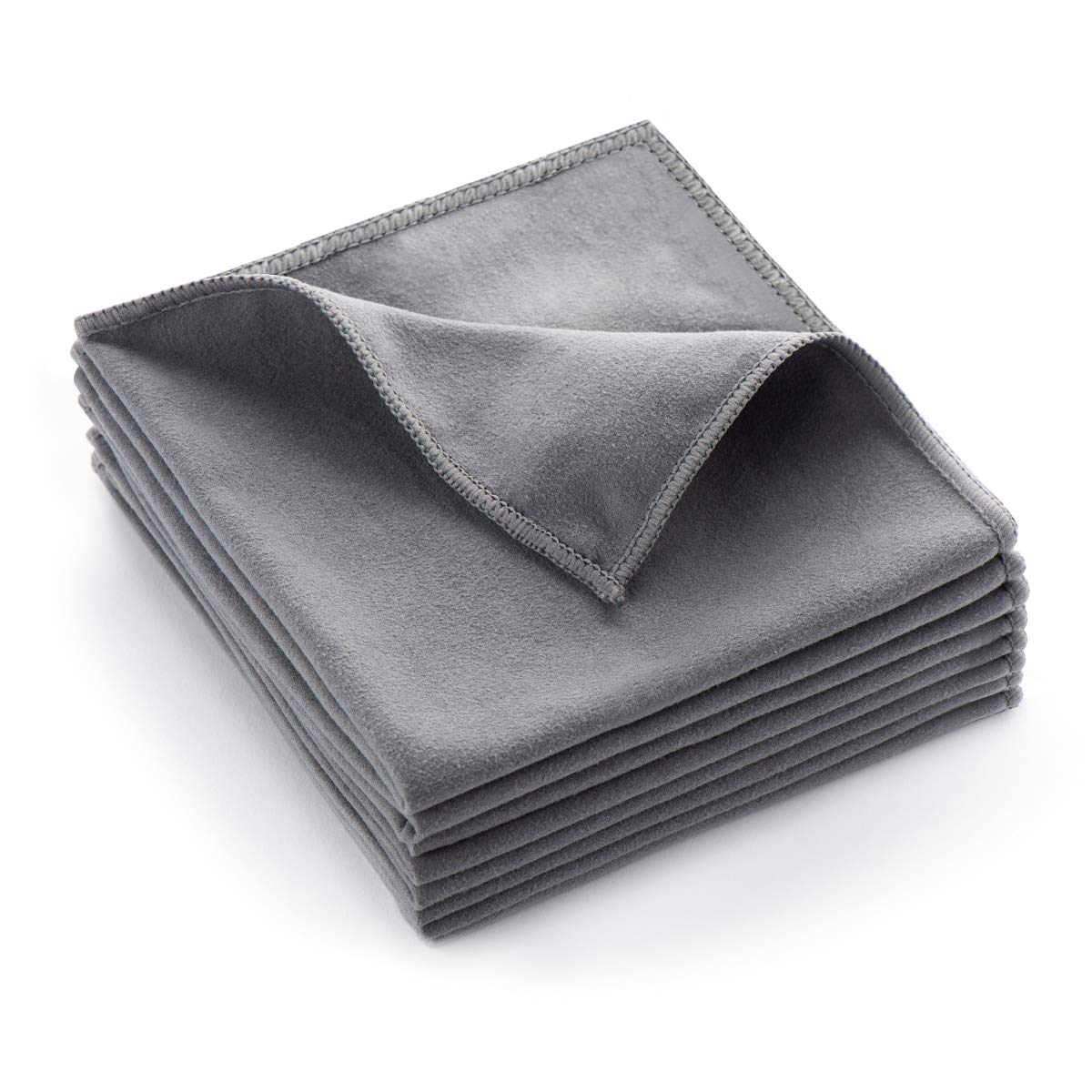 MAKUANG 8 Pack Microfiber Screen Cleaning Cloth,Premium Double-Sided Suede Microfiber Cloths for Glasses,Lenses,Computer,Phone,TV,Electronic Device Screens Wipes Cloth,12 x 12 Inches,Grey