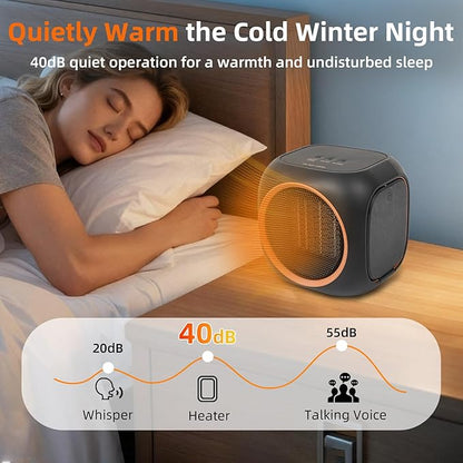 Space Heater with Mug Warmer, Electric Space Heaters for Indoor Use with Thermostatc, Candle Warmer Pate for Bedroom, Office, Large Room Use