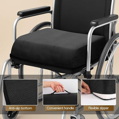 Chair Cushion for Elderly – 4" Thick Booster Seat Cushion for Easy Rise, Dual-Layer Foam Seat Cushion for Wheelchair, Office Chair, Couch & Car (18"x16")
