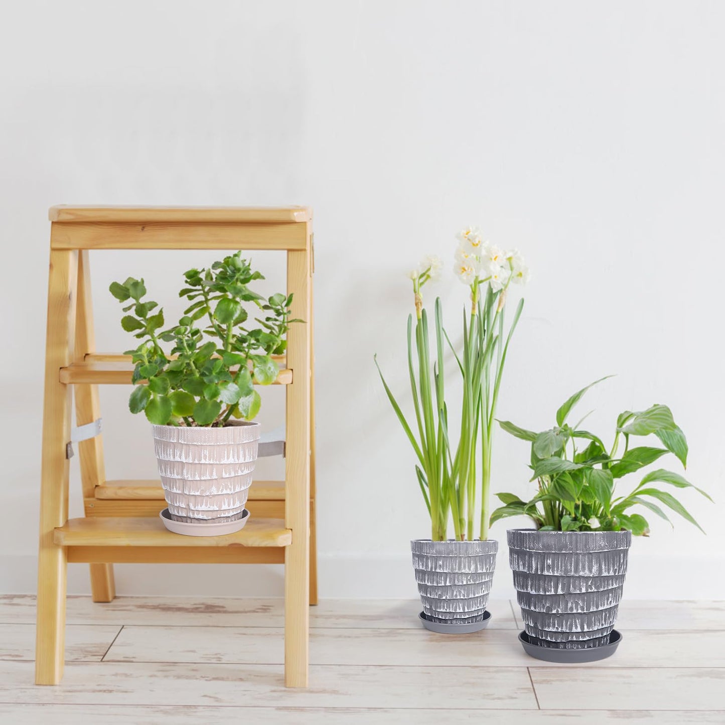 Horse Plant Pots, Flower Pots Outdoor Planter Planting for All Home Gardens Succulents (Two Color Imitation Cement)