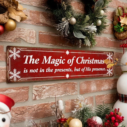 The Magic of Christmas Metal Sign Christmas Wall Art Wall Decor for Home, Living Room, Winter Decorative Signs & Plaques 4x16 Inch