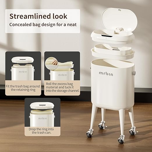 MRBIN Metal Slim Bathroom Motion Sensor Trash Can