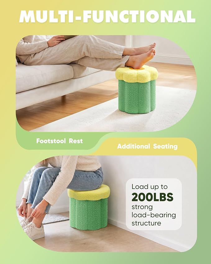 B FSOBEIIALEO Storage Ottoman Foldable, Sunflower Shaped Small Footrest