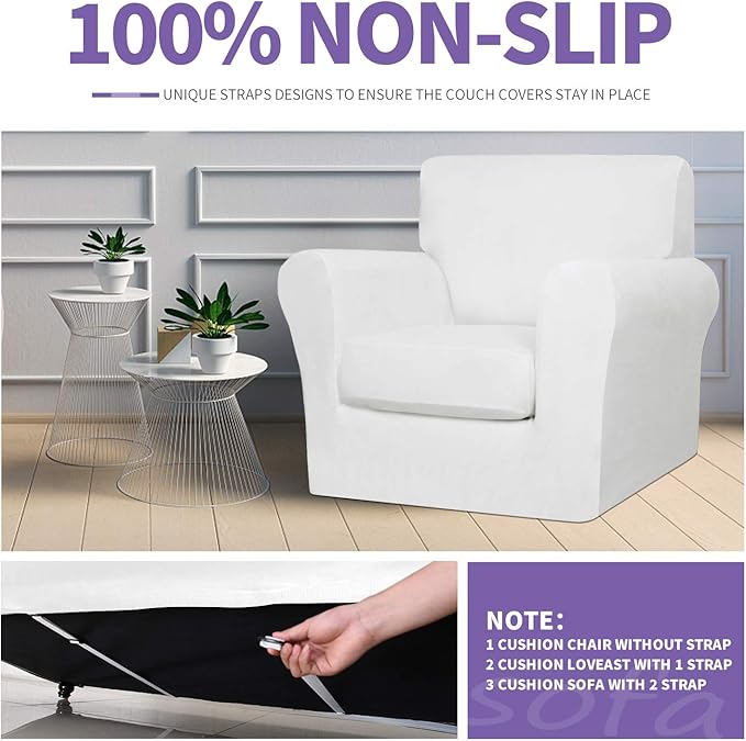 ZNSAYOTX Luxury Velvet Sofa Cover 3 Piece Stretch Loveseat Covers