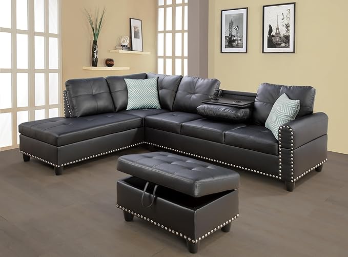 Wakefit Sectional Sofa Couch, Modern 4-Seaters Living Room Furniture Sets
