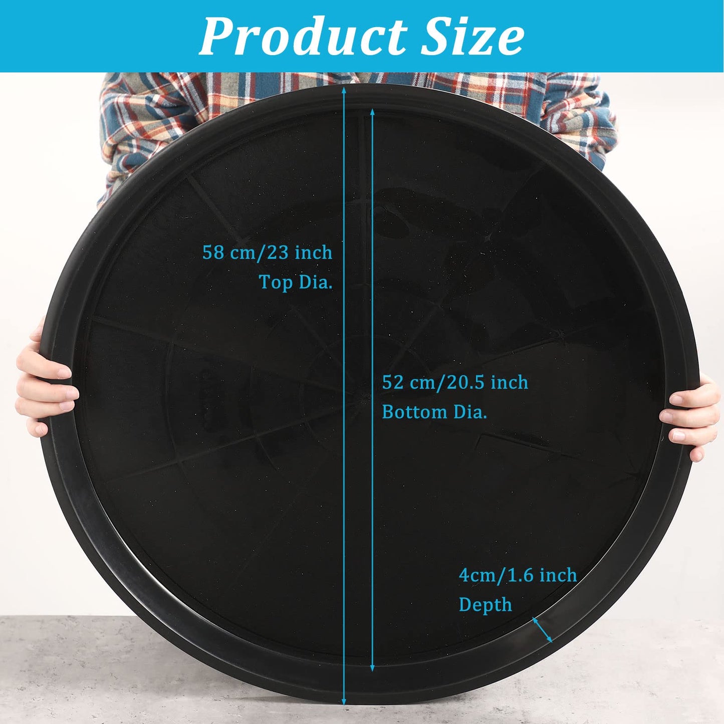 Eccliy 10 Packs 23 Inch Plastic Large Plant Saucers Heavy Duty Planter Trays Jumbo Flower Pot Saucers Plastic Water Trays for Indoors and Outdoors