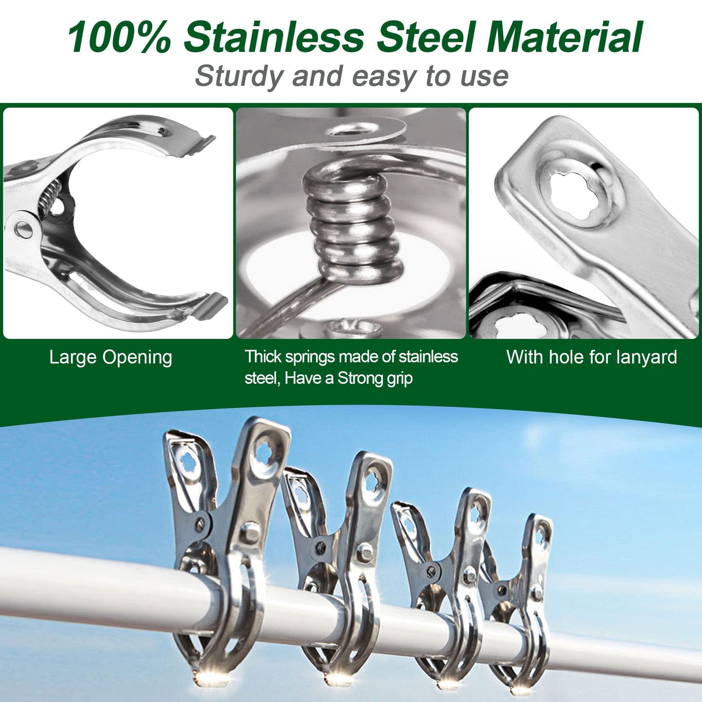 Samhopo 60 Pcs Row Cover Clips, Garden Clamps for Netting, Greenhouse Clamps Made of Stainless Steel, Have a Strong Grip of Greenhouse Clips, For 1/2'', 3/4'', 1'' Garden Hoops or Pvc