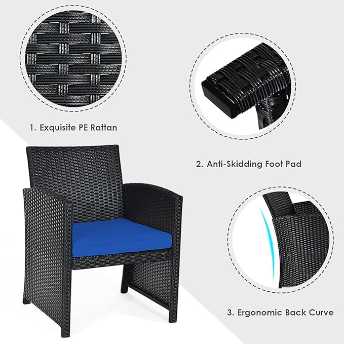 Tangkula 4 Pieces Patio Wicker Conversation Furniture Set, Patiojoy Sofa &
