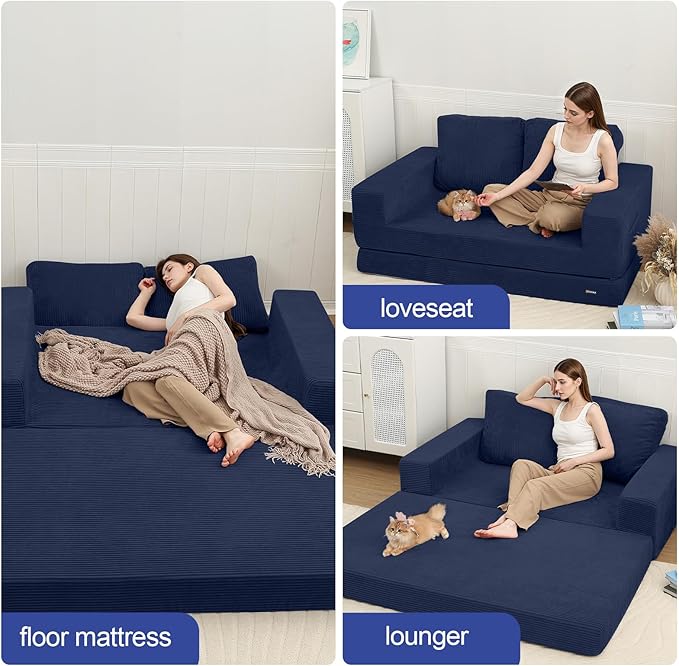 COMAX Convertible Sofa Bed Queen, Folding Fold Out Couch Bed, Floor Futon Couch