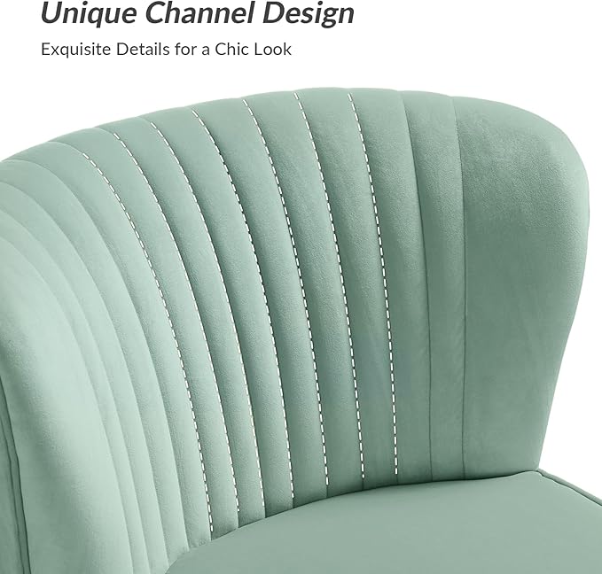 HULALA Home Velvet Accent Chair Set of 2, Modern Armless Upholstered Side Chair