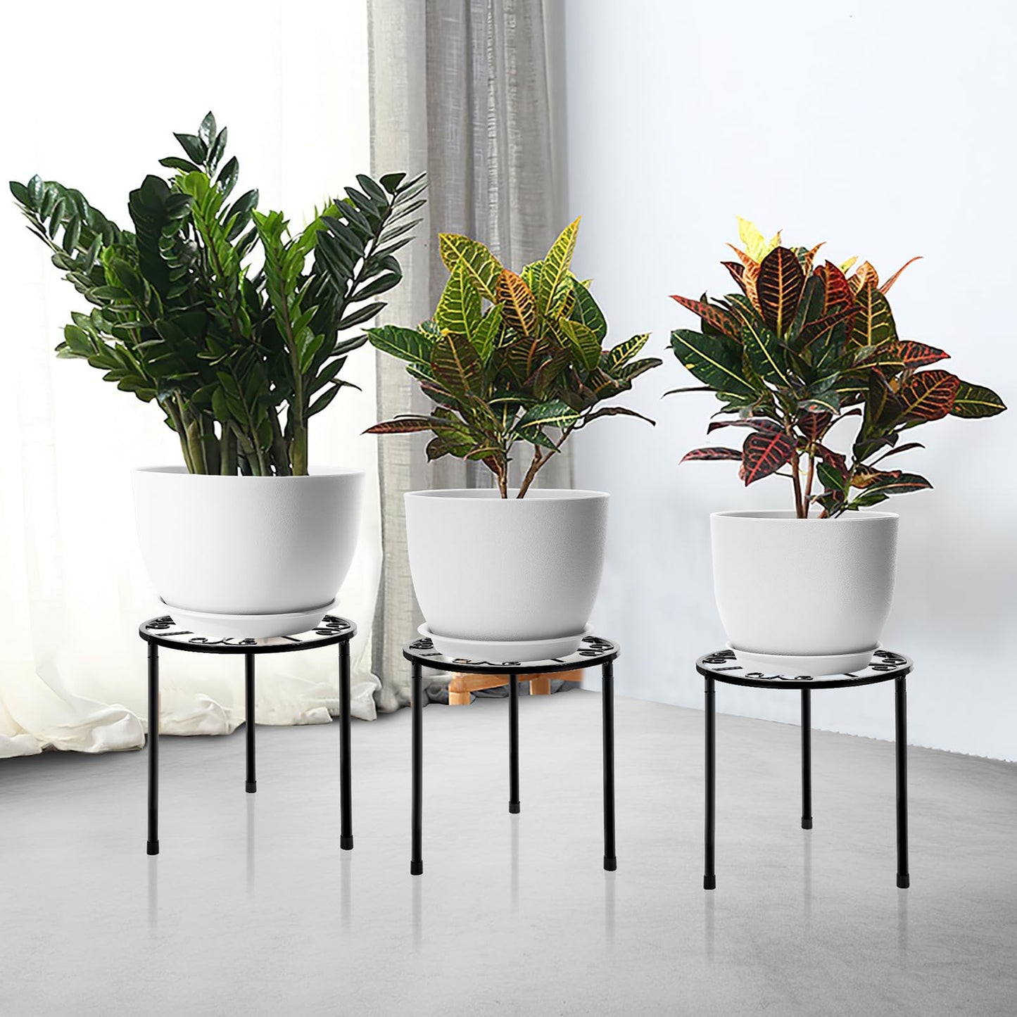 GARDIFE 12/10/9 inch Plant pots, Plastic Large planters for Indoor Plants, Flower pots, White