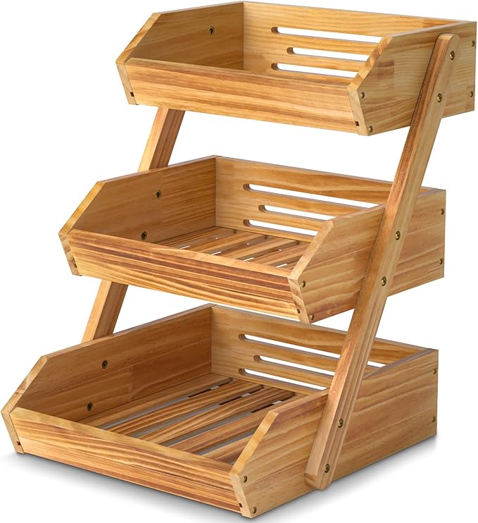 Merysen 3 Tier Wooden Fruit Basket