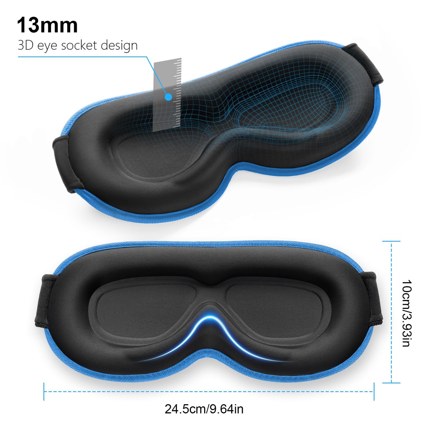 Gritin 100% Blackout Sleep Eye Mask for Women Men, Zero Pressure Sleeping Mask - Ergonomic Design 3D Cutout Eye Movement and Eyelash Friendly Night Blindfold, Ultra Soft Comfortable for Sleeping
