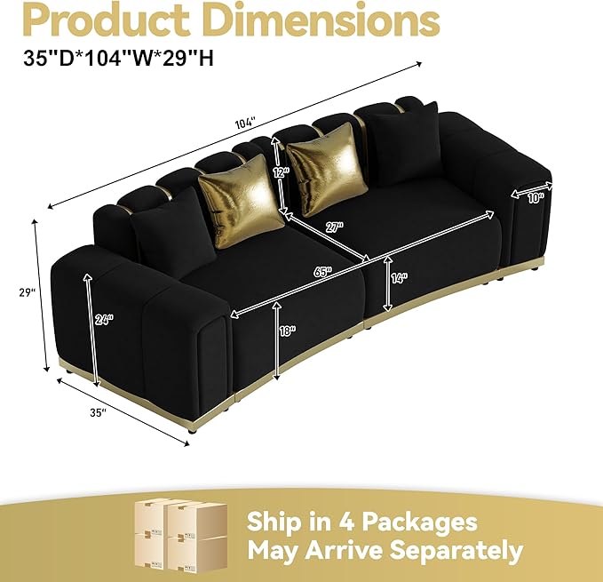 104" Oversized Velvet Chesterfield Couch