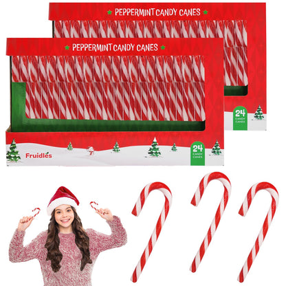 Fruidles 48-Pack Christmas Candy Canes Suckers, Peppermint Flavor, Individually Wrapped (48-Pack)