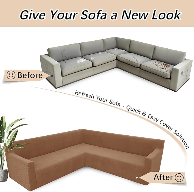 Arfntevss Stretch Sectional Couch Covers L Shaped Corner Sectional Sofa Cover