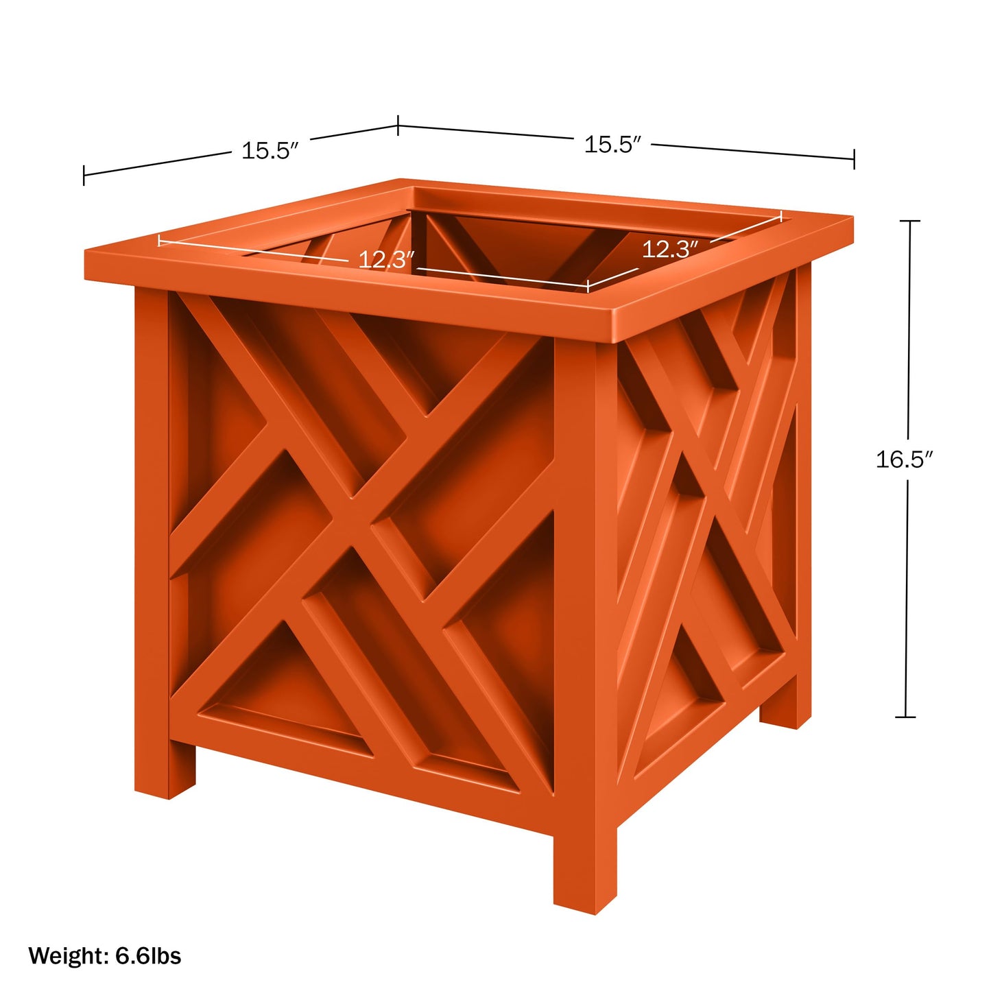 Lattice Design Planter Box - 15.5-Inch-Square Decorative Outdoor Flower or Plant Pot - Front Porch, Patio and Garden Decor by Pure Garden (Terracotta)