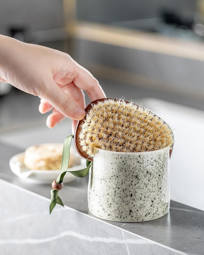 Kitchen Sink Sponge Holder, Dish Sponge Rack Ceramic Brush Holder Farmhouse