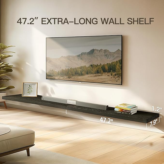 AMADA HOMEFURNISHING Floating Shelves Wall Mounted, 47 x 8 Inch Wall Shelves