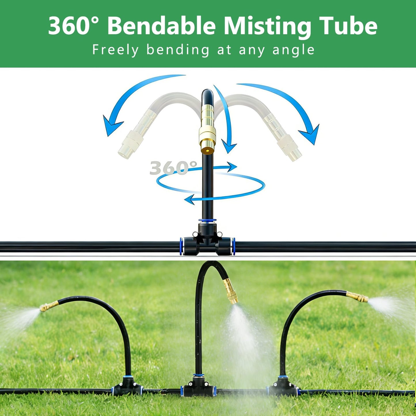 65FT 5/16 Inch Drip Irrigation System for Garden, 2025-Upgrade High-Flow Garden Watering Kit with 20 Adjustable Copper Nozzles, Even Water Distribution for Lawn & Greenhouse