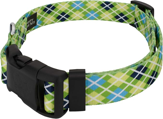 Country Brook Petz - Margarita Argyle Everyday Collar and Leash - Plaid and Argyle Collection Featuring Charming Designs (1 Inch, Extra Large)